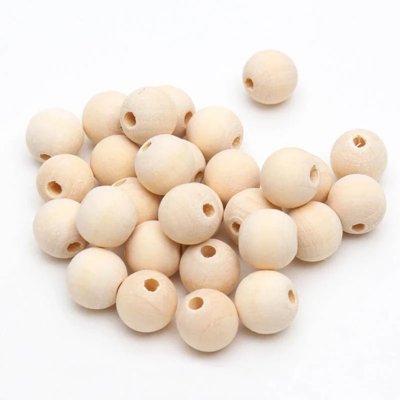 10 12 16 18 20 25mm Natural Wooden Beads Smooth Round Wood Beads Loose Spacer Beads for Jewelry Making DIY Handmade Accessories