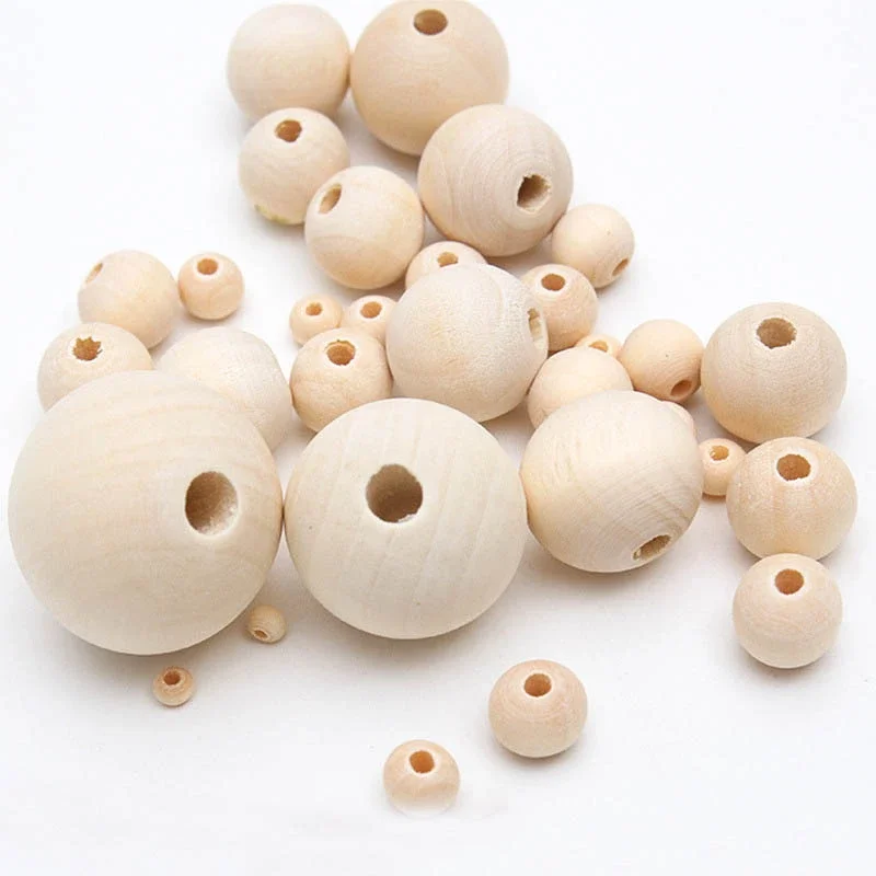 10 12 16 18 20 25mm Natural Wooden Beads Smooth Round Wood Beads Loose Spacer Beads for Jewelry Making DIY Handmade Accessories