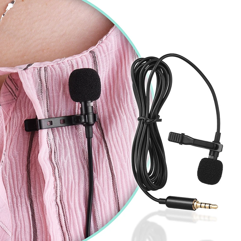 1.5m Mini Portable Lavalier Microphone Condenser Clip-on Lapel Mic Wired USB 3.5mm Type C Microphone For Laptop PC DSLR Camera