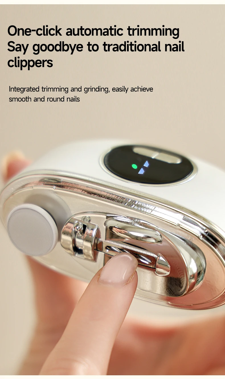 Low Noise Long-Lasting Electric Nail Trimmer Polisher Automatic Convenient Electric Nail File Cutter Nail Clipper with Led Light