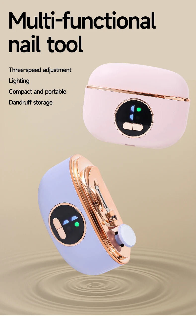 Low Noise Long-Lasting Electric Nail Trimmer Polisher Automatic Convenient Electric Nail File Cutter Nail Clipper with Led Light