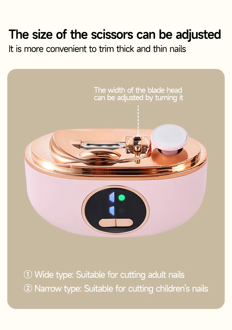 Low Noise Long-Lasting Electric Nail Trimmer Polisher Automatic Convenient Electric Nail File Cutter Nail Clipper with Led Light