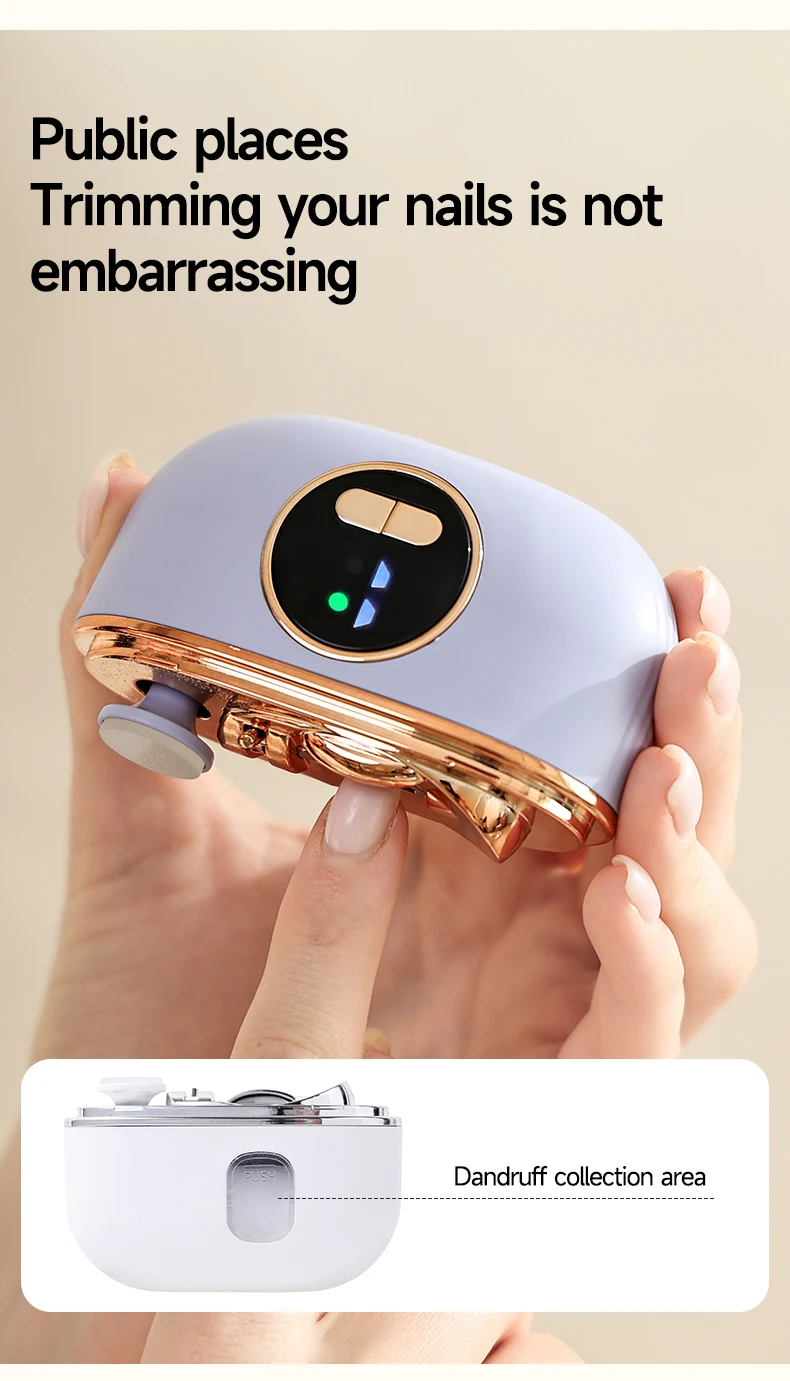 Low Noise Long-Lasting Electric Nail Trimmer Polisher Automatic Convenient Electric Nail File Cutter Nail Clipper with Led Light