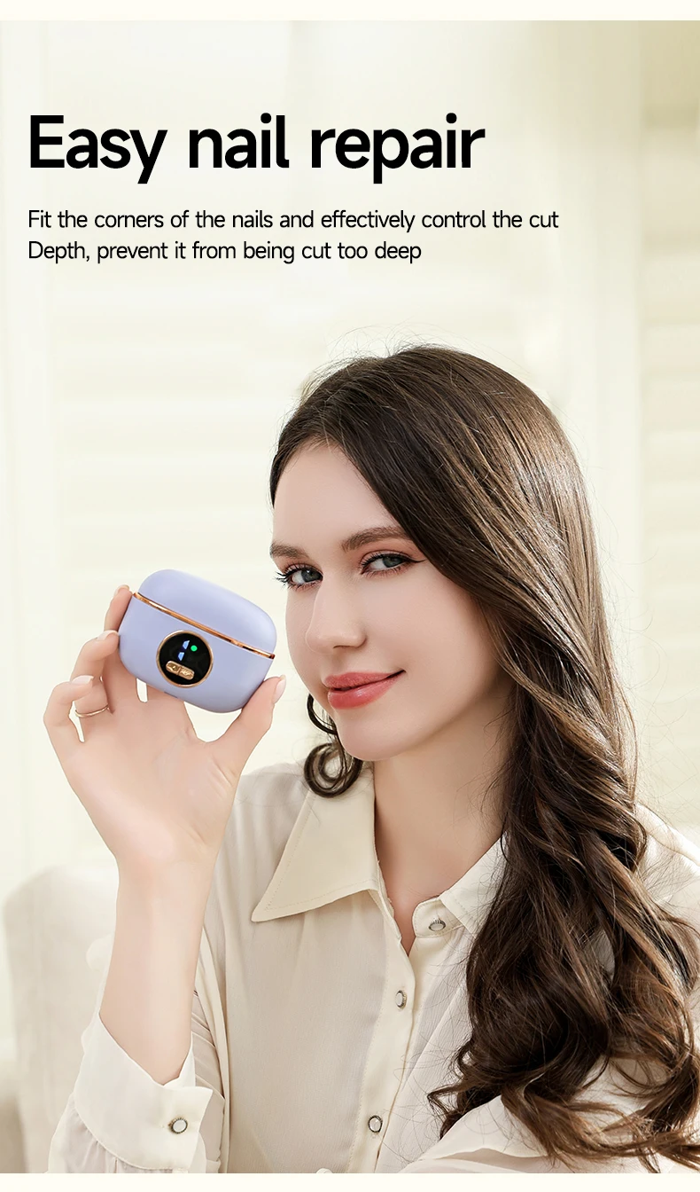 Low Noise Long-Lasting Electric Nail Trimmer Polisher Automatic Convenient Electric Nail File Cutter Nail Clipper with Led Light
