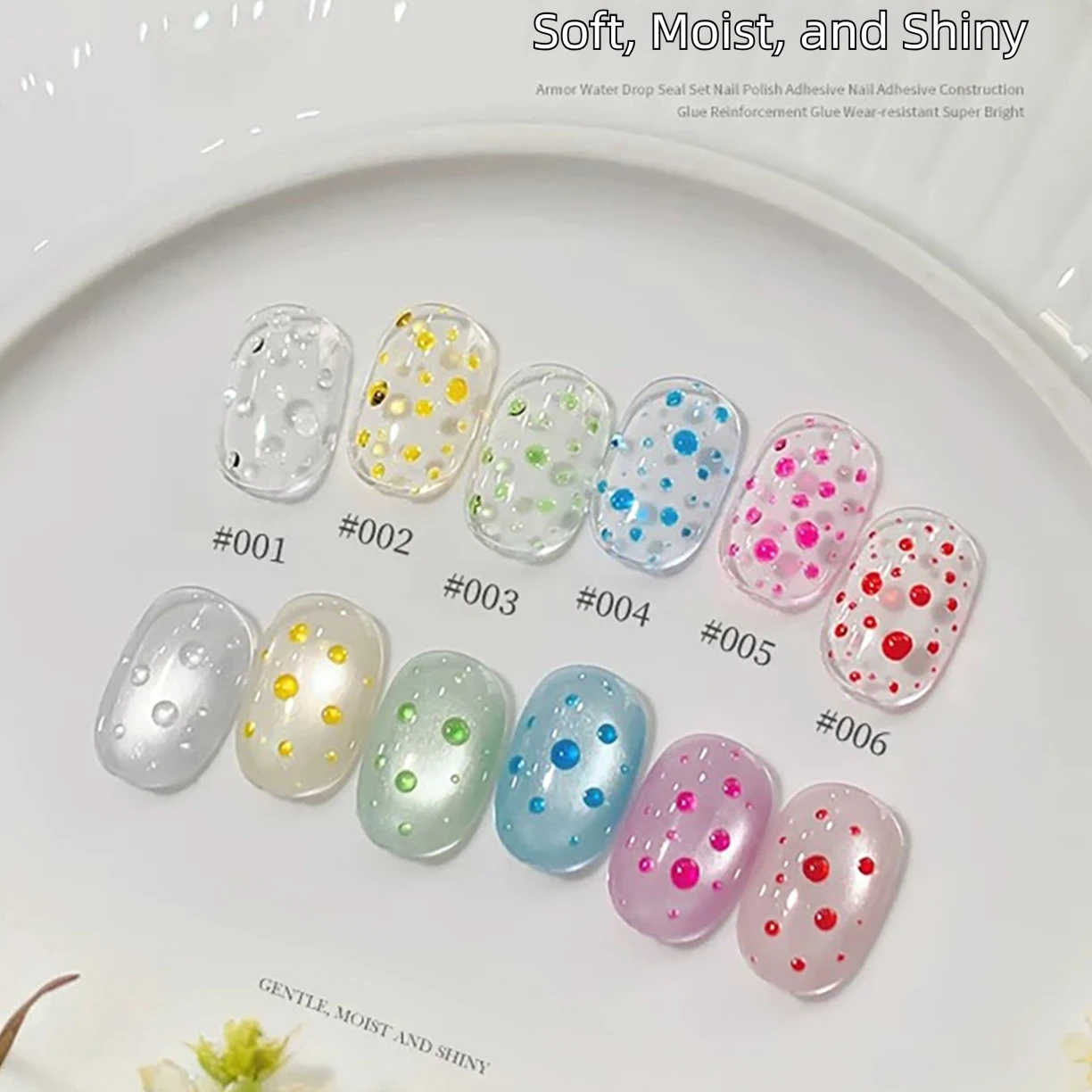 MIANEL 2026 New Summer Waterdrop Top Coat Gel, High Gloss Crystal Plating Sealer, 3D No-Wipe Nail Gel Polish