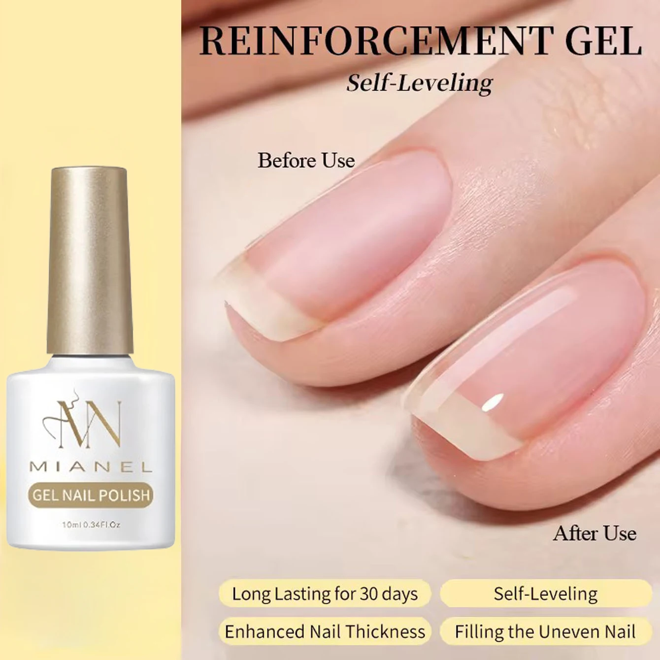 MIANEL 2026 New Summer Waterdrop Top Coat Gel, High Gloss Crystal Plating Sealer, 3D No-Wipe Nail Gel Polish