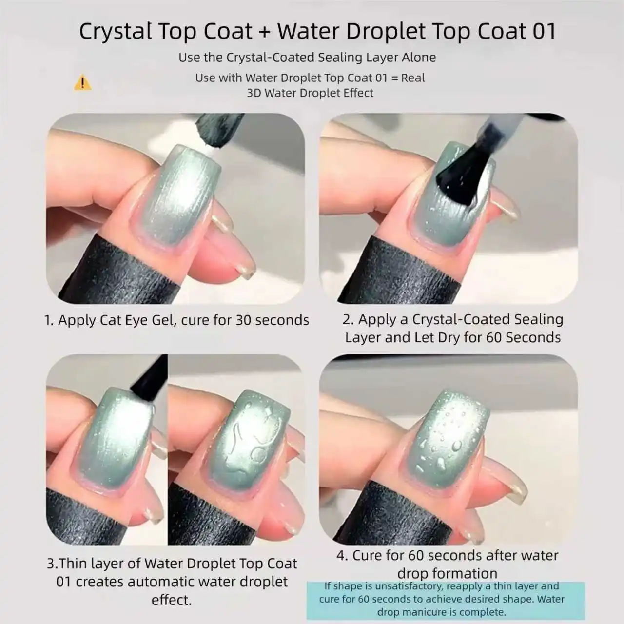 MIANEL 2026 New Summer Waterdrop Top Coat Gel, High Gloss Crystal Plating Sealer, 3D No-Wipe Nail Gel Polish