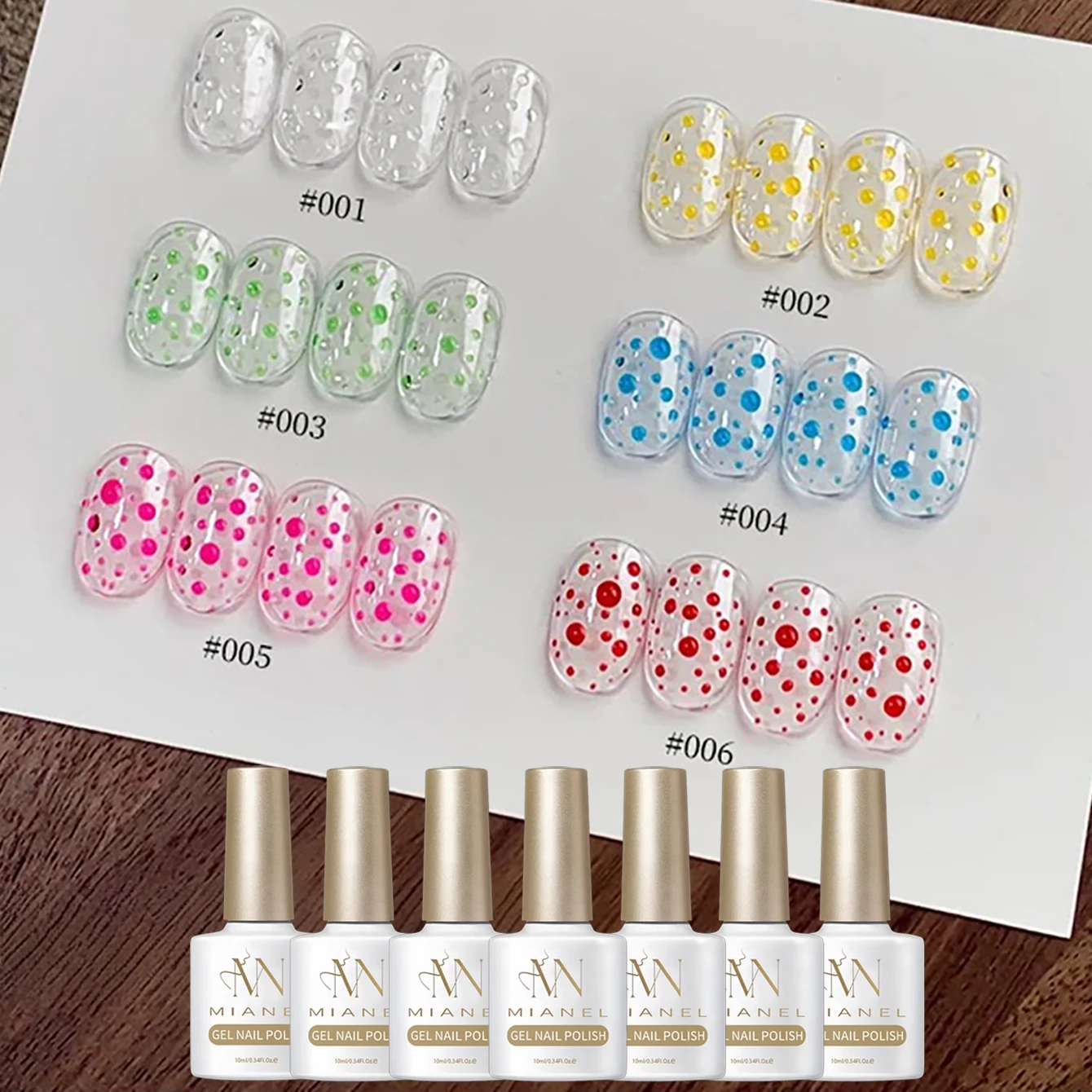 MIANEL 2026 New Summer Waterdrop Top Coat Gel, High Gloss Crystal Plating Sealer, 3D No-Wipe Nail Gel Polish