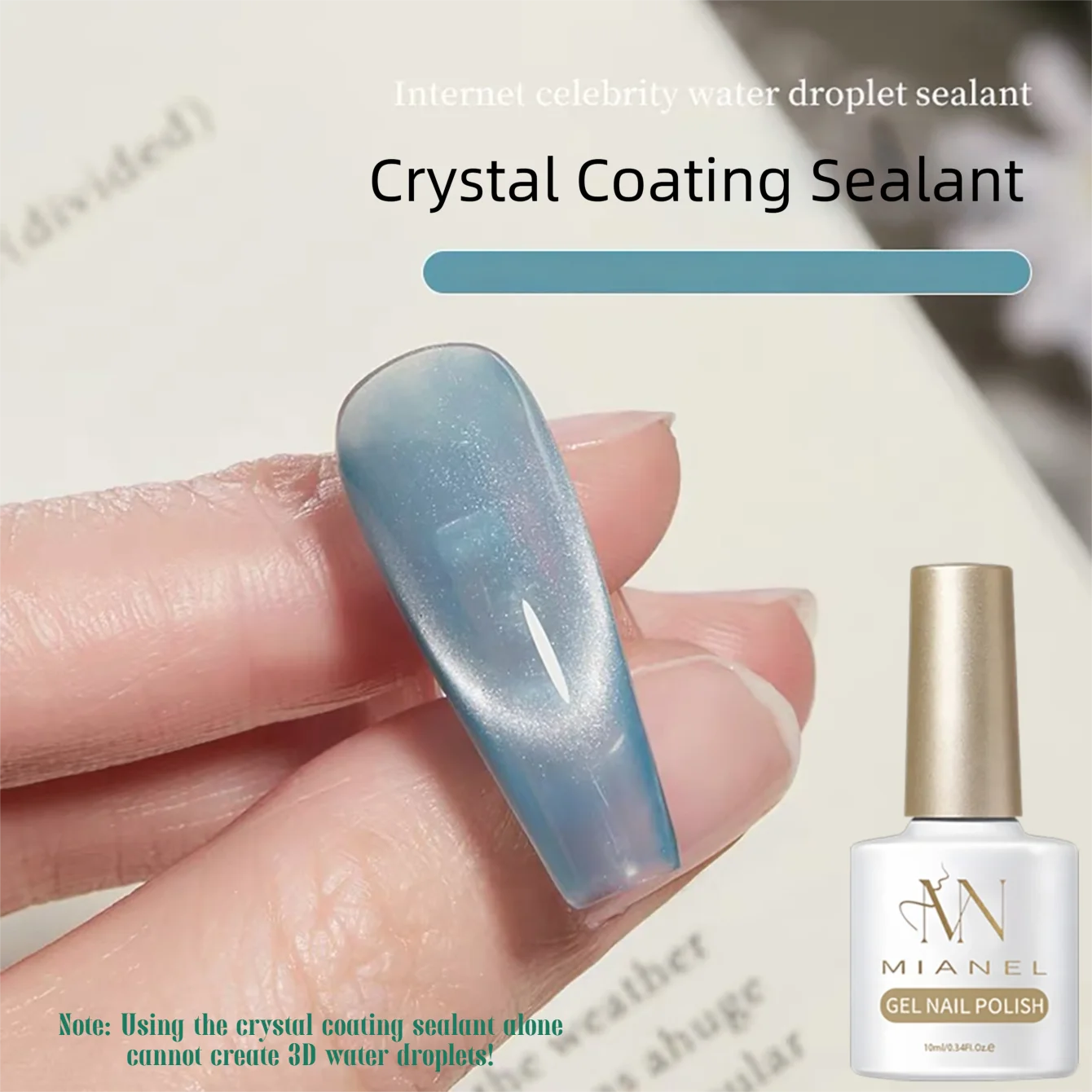 MIANEL 2026 New Summer Waterdrop Top Coat Gel, High Gloss Crystal Plating Sealer, 3D No-Wipe Nail Gel Polish