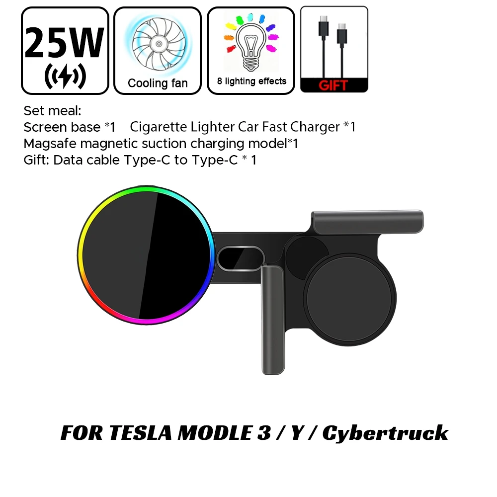 25W Car Phone Mount Holder Magnetic Wireless Charger Compatible with MagSafe for Tesla Model 3 Y HIGHLAND LAUNCH JUNIPER 2026