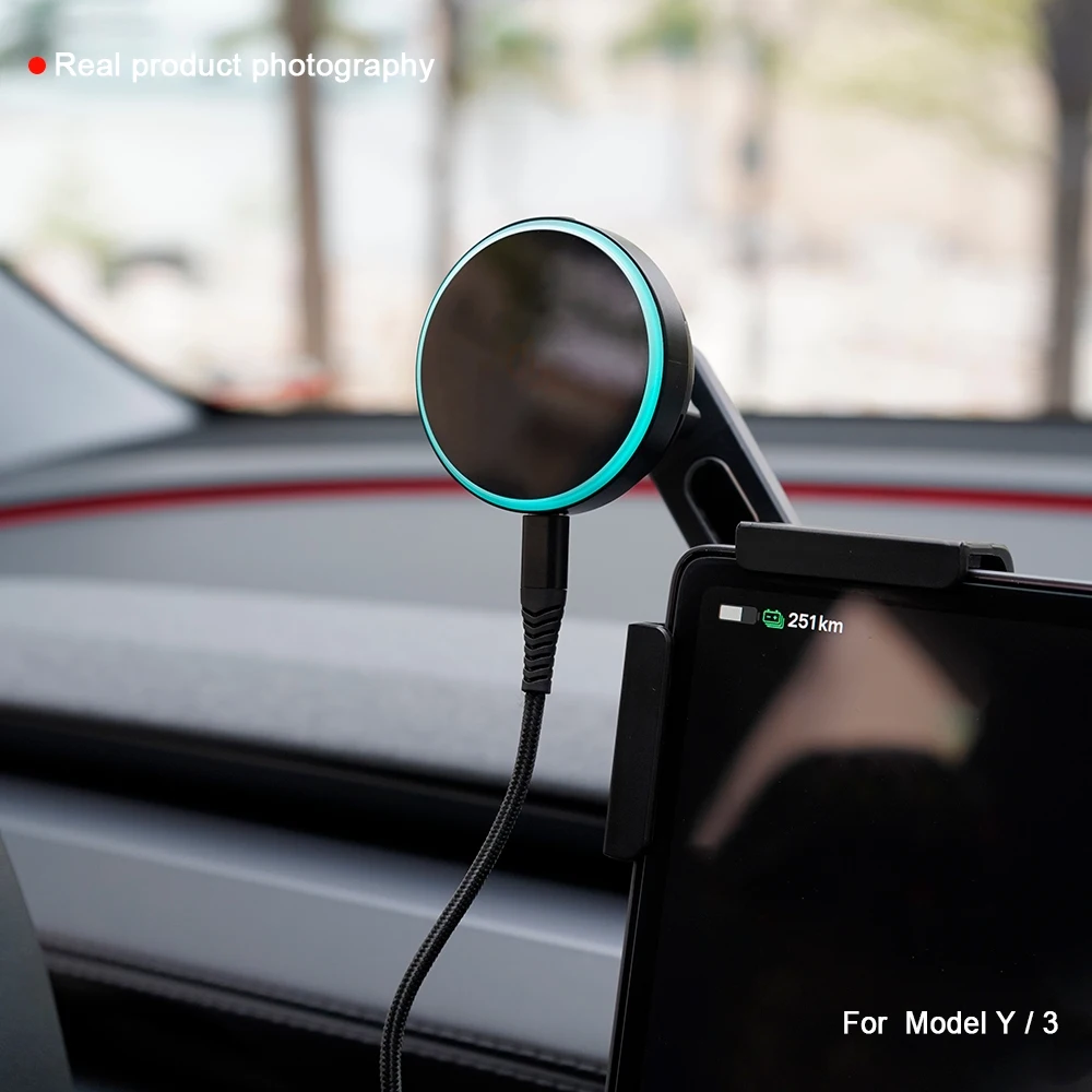 25W Car Phone Mount Holder Magnetic Wireless Charger Compatible with MagSafe for Tesla Model 3 Y HIGHLAND LAUNCH JUNIPER 2026