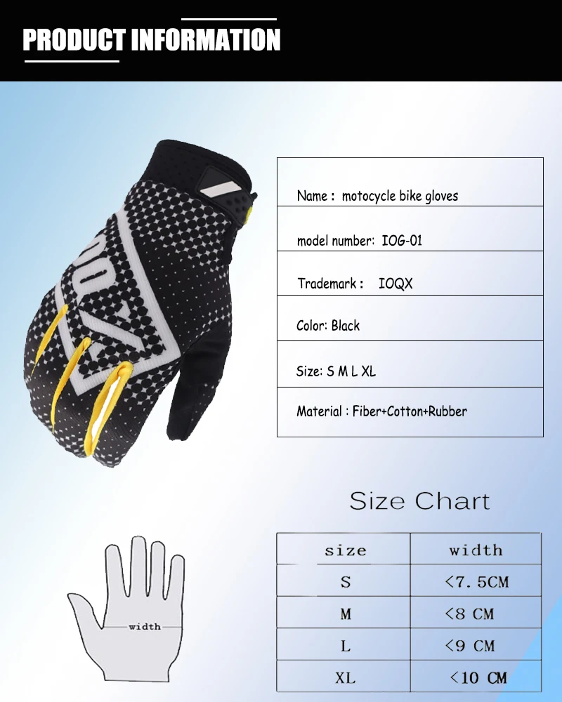 IOQX DH MX BMX MTB Motorcycle Motocross Gloves Off Road Racing Pro Downhill Sport Bike Bicycle Cycling Riding Gloves