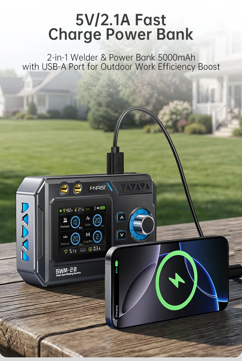 FNIRSI SWM-20 Spot Welder 1200A Dual Pulse Battery Welding Machine 0.1-0.5mm Nickel Sheet Portable 18650 Pack Welder DIY Tool