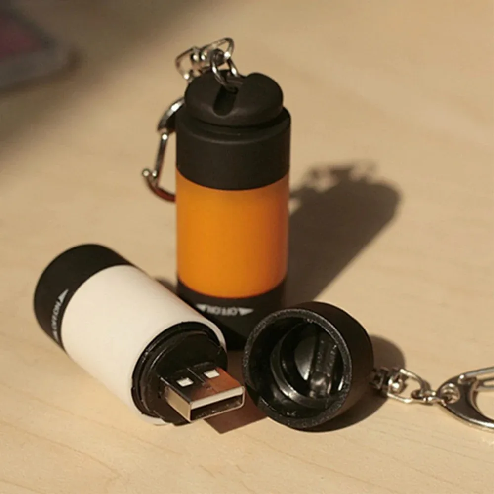 USB Rechargeable LED Multifunctional Strong Light Pocket Keychain Flashlight Waterproof Outdoor Hiking Camping Mini Flashlight