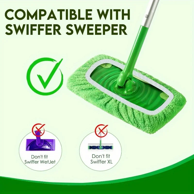 2/4 Reusable Mop Pads with High Water Absorption and Ultra-fine Fiber Cleaning Pads That Can Firmly Adhere To Most Standard Mops