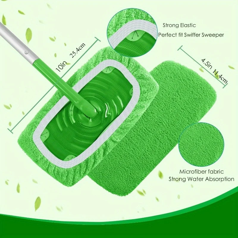 2/4 Reusable Mop Pads with High Water Absorption and Ultra-fine Fiber Cleaning Pads That Can Firmly Adhere To Most Standard Mops