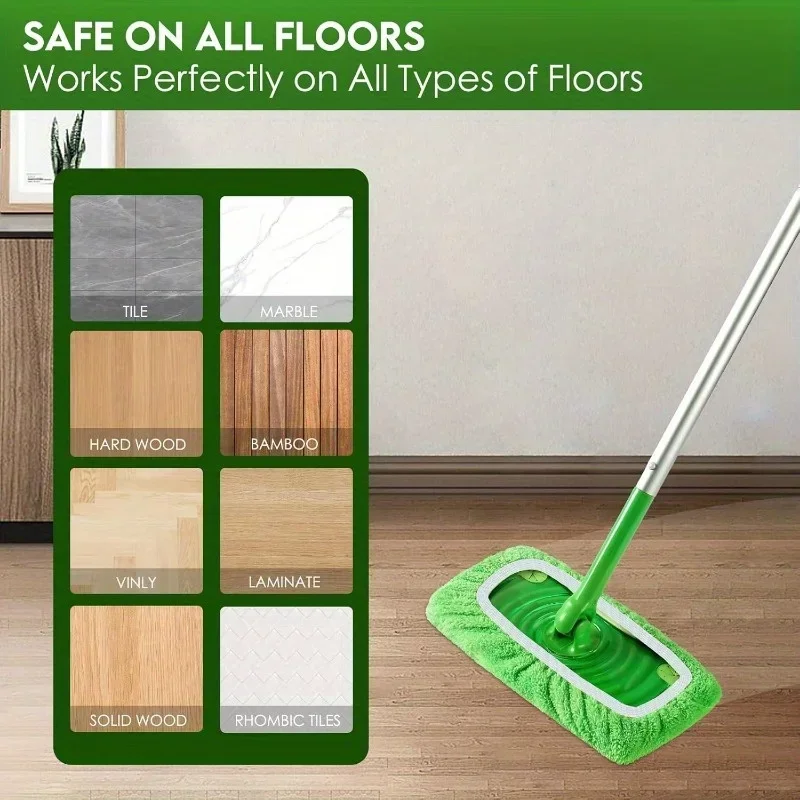 2/4 Reusable Mop Pads with High Water Absorption and Ultra-fine Fiber Cleaning Pads That Can Firmly Adhere To Most Standard Mops