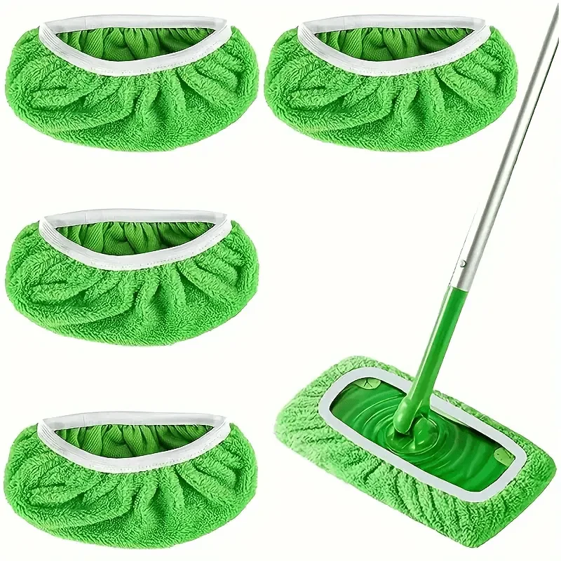 2/4 Reusable Mop Pads with High Water Absorption and Ultra-fine Fiber Cleaning Pads That Can Firmly Adhere To Most Standard Mops