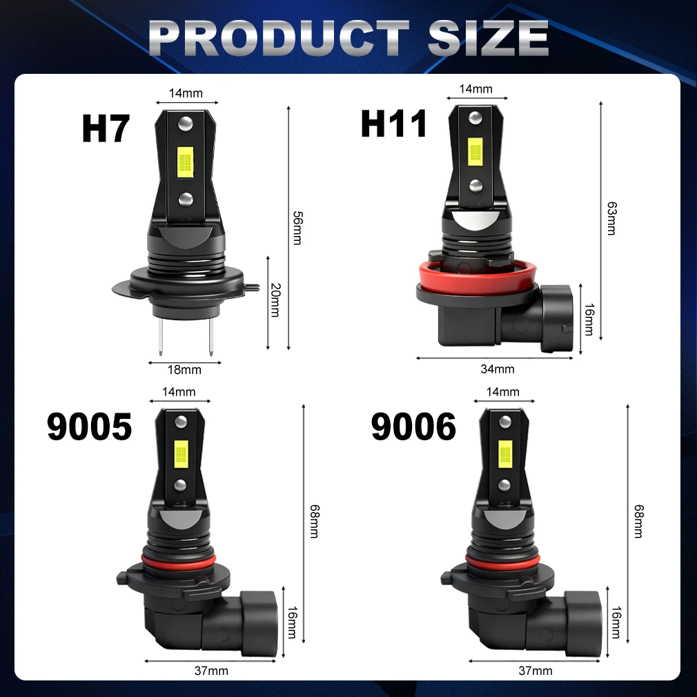 S&D H8 H11 LED Canbus 9005 9006 Fog Light Bulbs 60W 20000LM Wireless CSP LED Headlight Auto Lamp for Car Driving 6000K White