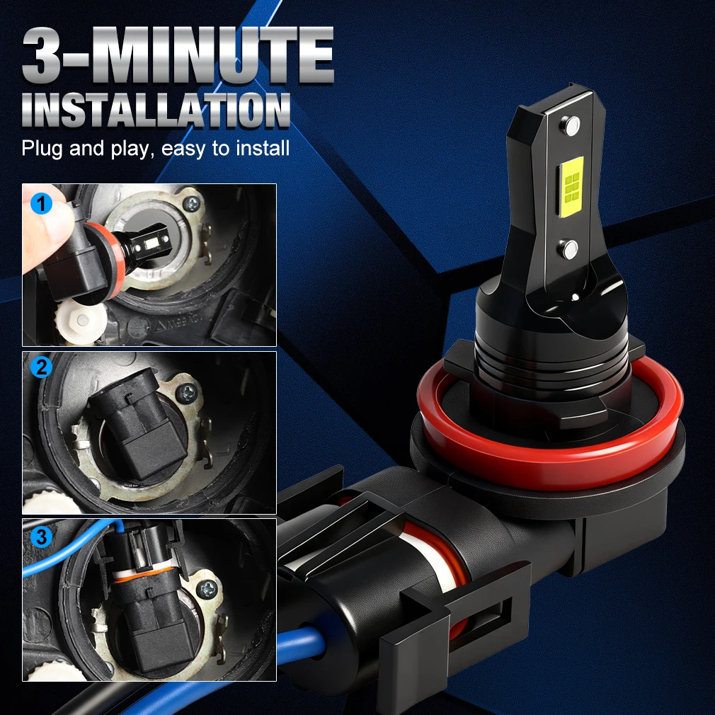 S&D H8 H11 LED Canbus 9005 9006 Fog Light Bulbs 60W 20000LM Wireless CSP LED Headlight Auto Lamp for Car Driving 6000K White