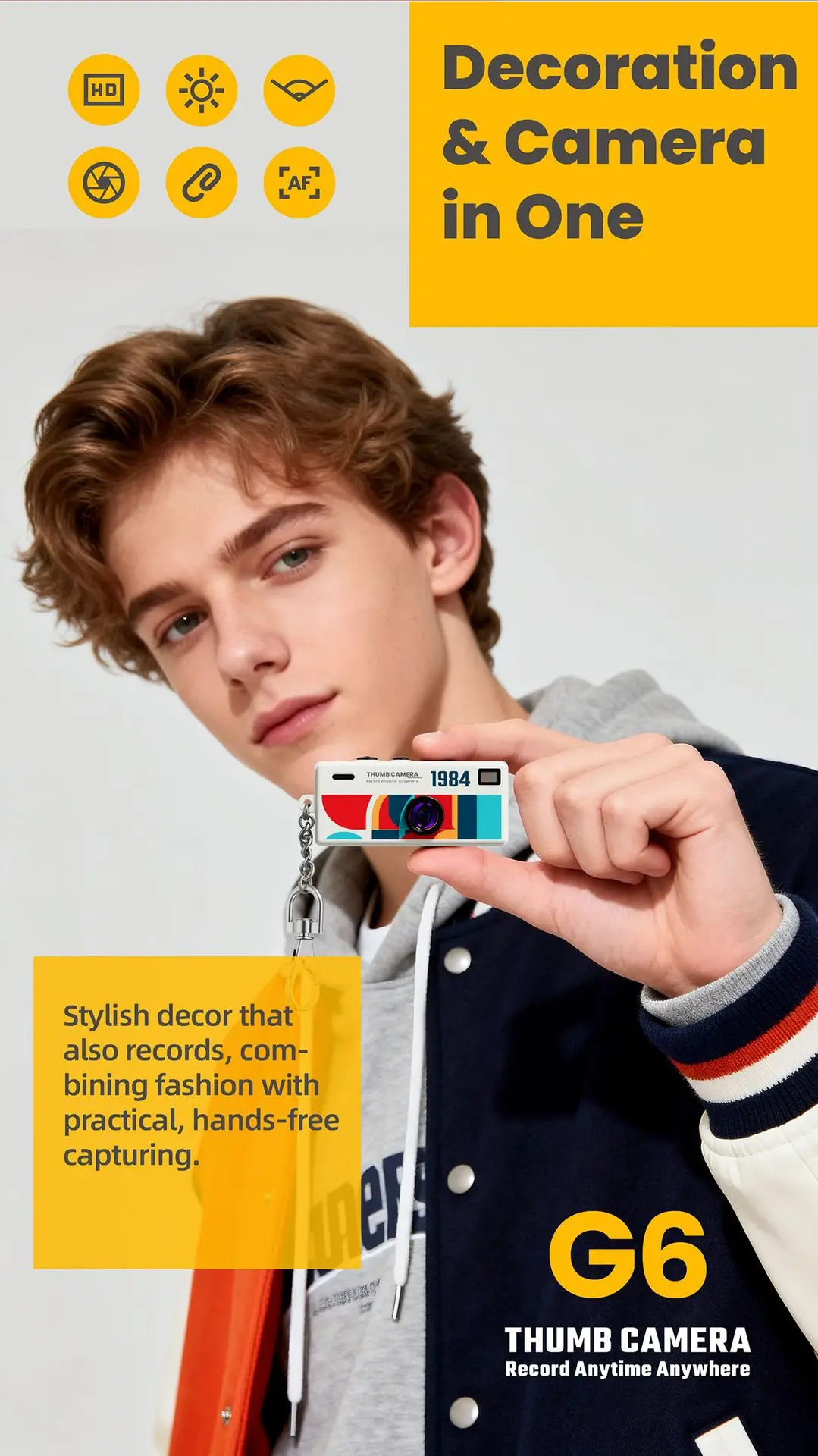 Mini Digital Camera 0.96 Inch Keychain Camera Retro Support Memory Card 1080P Very Small Camcorder Video Recorder with Flash