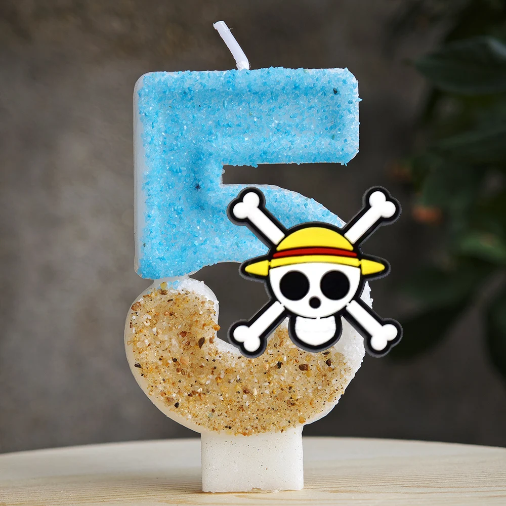 Cute One Piece Theme Luffy Candle Number 0-9 Birthday Cake Candle Decorations Birthday Party Cake Topper Baby Shower Gift