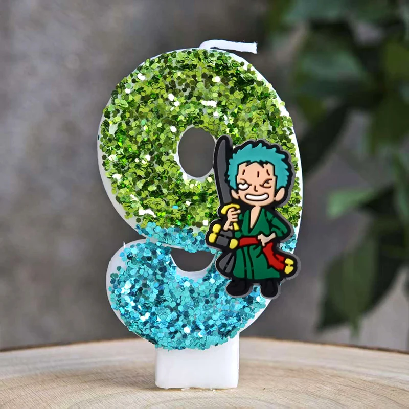 Cute One Piece Theme Luffy Candle Number 0-9 Birthday Cake Candle Decorations Birthday Party Cake Topper Baby Shower Gift