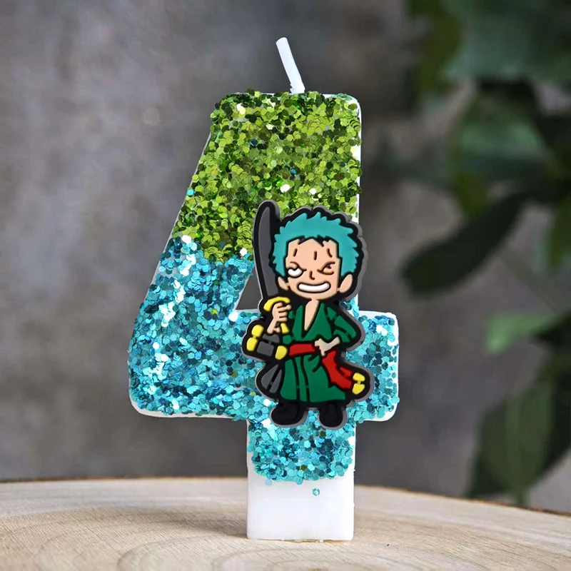 Cute One Piece Theme Luffy Candle Number 0-9 Birthday Cake Candle Decorations Birthday Party Cake Topper Baby Shower Gift