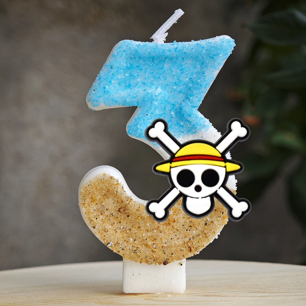 Cute One Piece Theme Luffy Candle Number 0-9 Birthday Cake Candle Decorations Birthday Party Cake Topper Baby Shower Gift