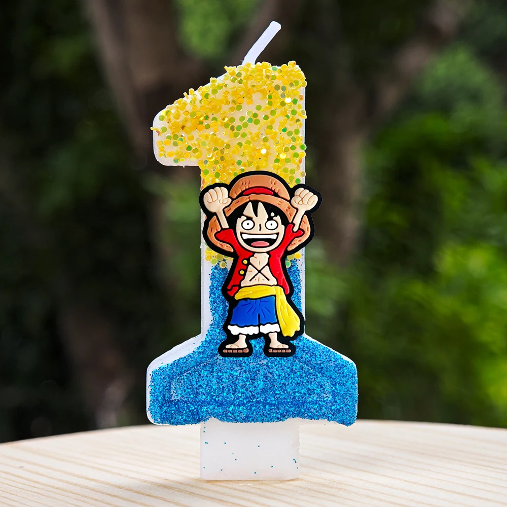 Cute One Piece Theme Luffy Candle Number 0-9 Birthday Cake Candle Decorations Birthday Party Cake Topper Baby Shower Gift