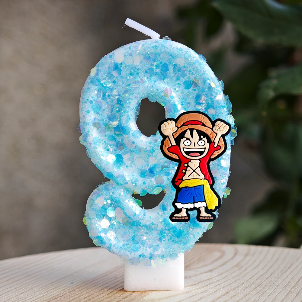 Cute One Piece Theme Luffy Candle Number 0-9 Birthday Cake Candle Decorations Birthday Party Cake Topper Baby Shower Gift