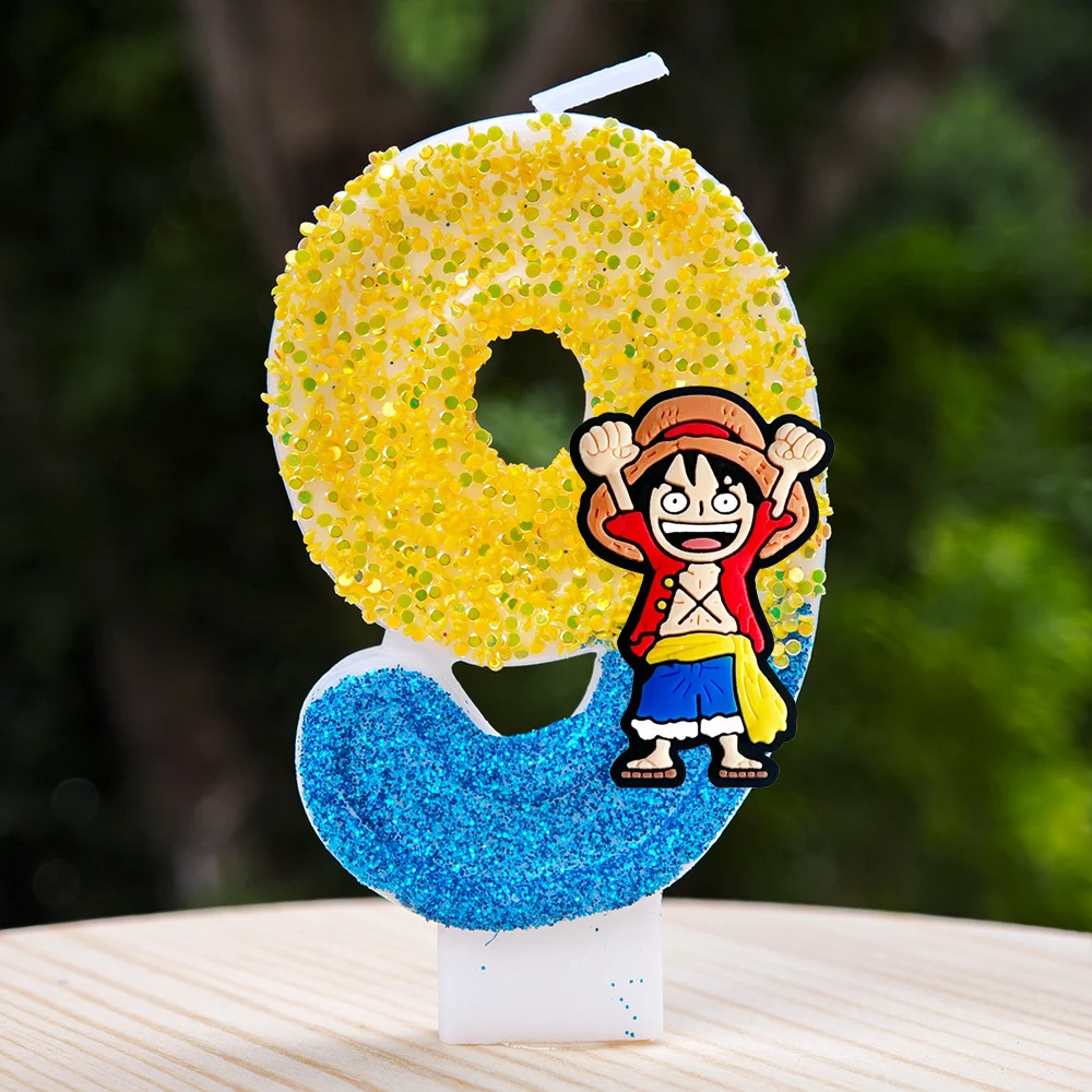 Cute One Piece Theme Luffy Candle Number 0-9 Birthday Cake Candle Decorations Birthday Party Cake Topper Baby Shower Gift