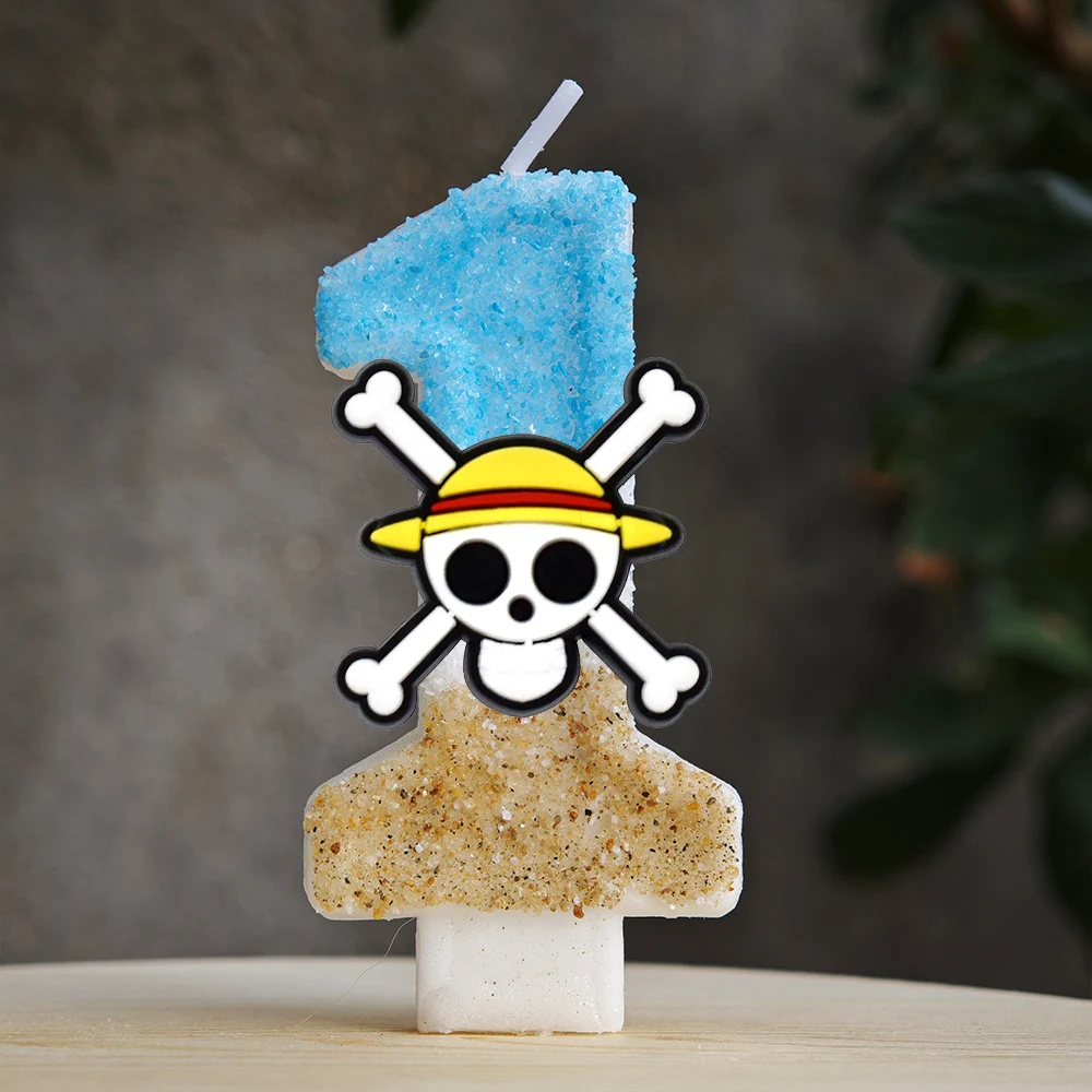 Cute One Piece Theme Luffy Candle Number 0-9 Birthday Cake Candle Decorations Birthday Party Cake Topper Baby Shower Gift