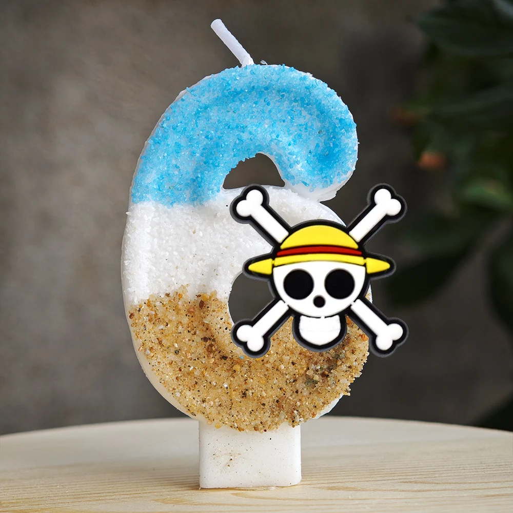 Cute One Piece Theme Luffy Candle Number 0-9 Birthday Cake Candle Decorations Birthday Party Cake Topper Baby Shower Gift