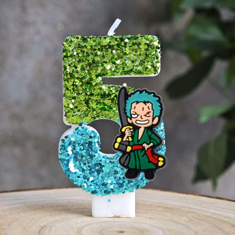 Cute One Piece Theme Luffy Candle Number 0-9 Birthday Cake Candle Decorations Birthday Party Cake Topper Baby Shower Gift