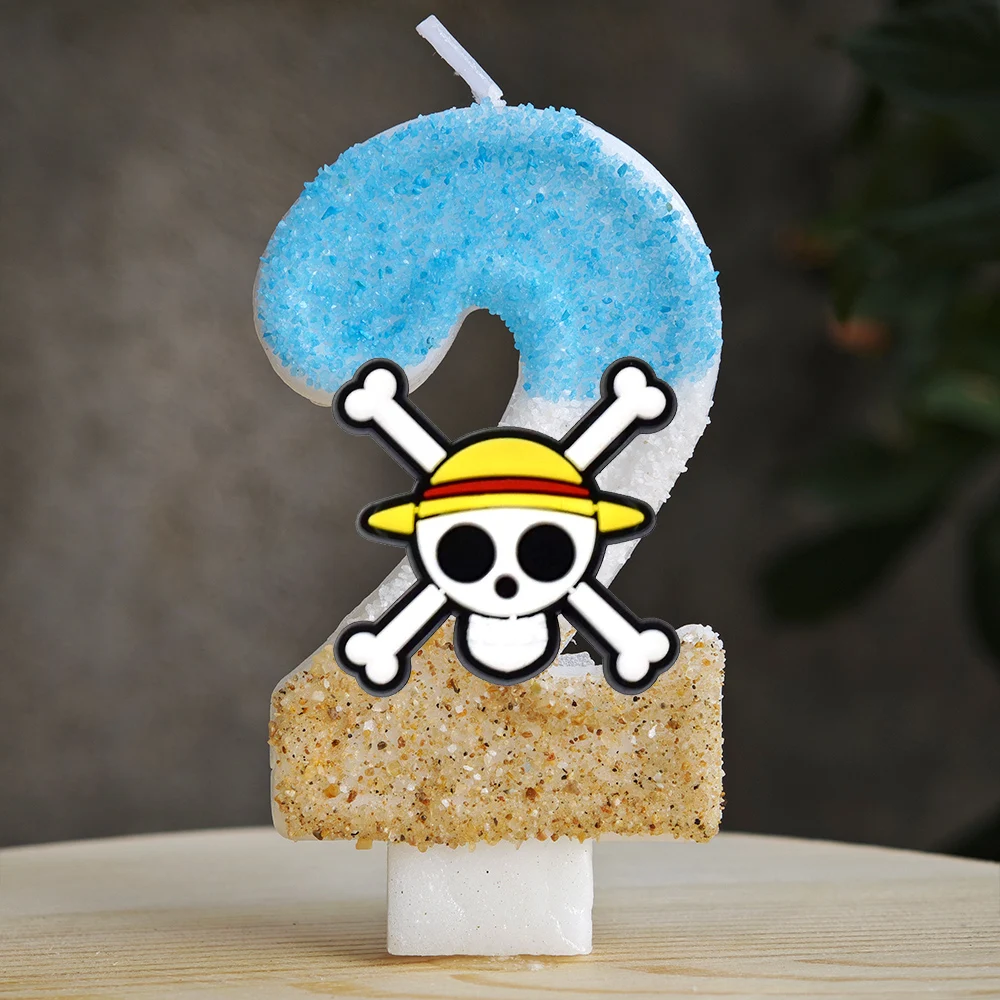 Cute One Piece Theme Luffy Candle Number 0-9 Birthday Cake Candle Decorations Birthday Party Cake Topper Baby Shower Gift