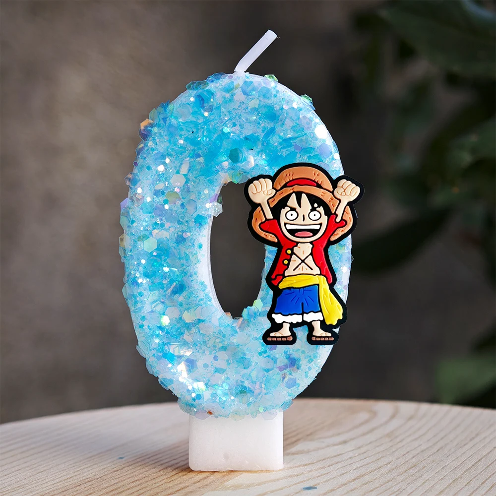 Cute One Piece Theme Luffy Candle Number 0-9 Birthday Cake Candle Decorations Birthday Party Cake Topper Baby Shower Gift