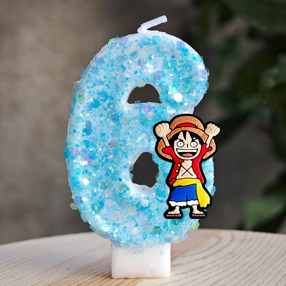 Cute One Piece Theme Luffy Candle Number 0-9 Birthday Cake Candle Decorations Birthday Party Cake Topper Baby Shower Gift