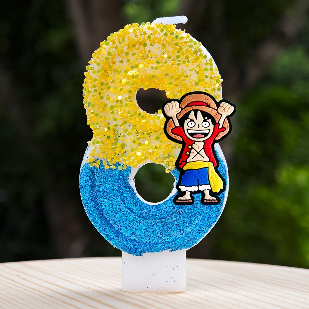 Cute One Piece Theme Luffy Candle Number 0-9 Birthday Cake Candle Decorations Birthday Party Cake Topper Baby Shower Gift