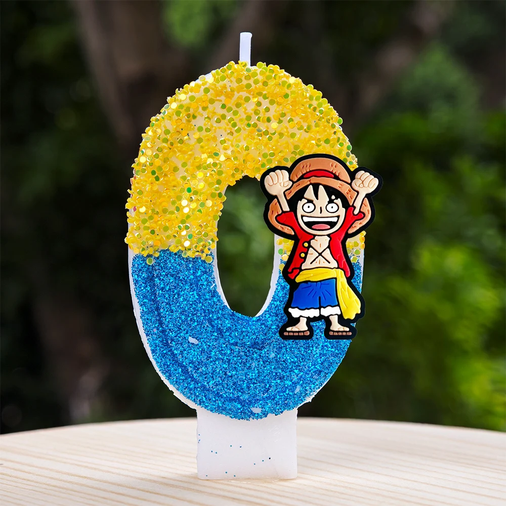 Cute One Piece Theme Luffy Candle Number 0-9 Birthday Cake Candle Decorations Birthday Party Cake Topper Baby Shower Gift