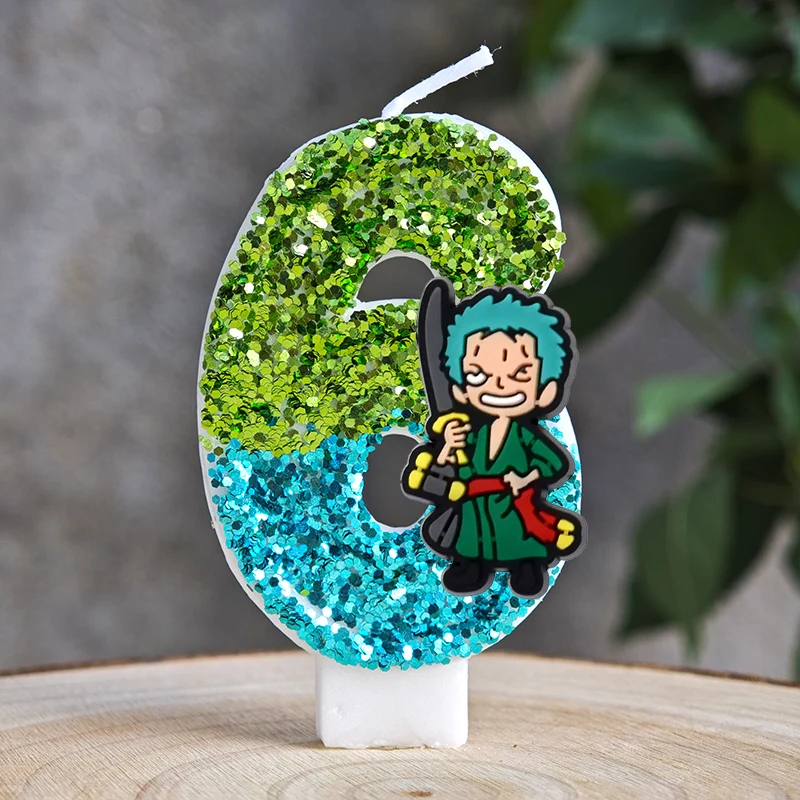 Cute One Piece Theme Luffy Candle Number 0-9 Birthday Cake Candle Decorations Birthday Party Cake Topper Baby Shower Gift