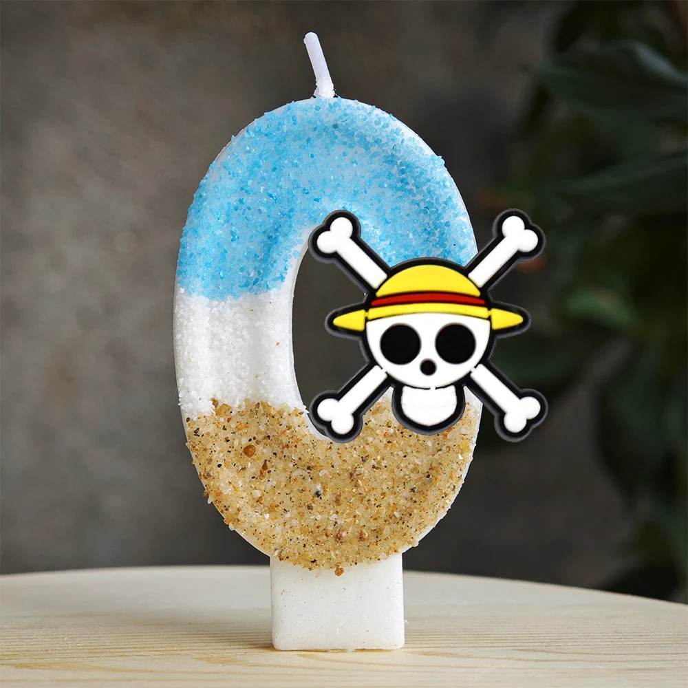 Cute One Piece Theme Luffy Candle Number 0-9 Birthday Cake Candle Decorations Birthday Party Cake Topper Baby Shower Gift