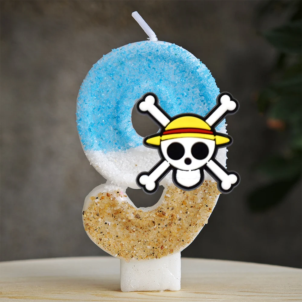 Cute One Piece Theme Luffy Candle Number 0-9 Birthday Cake Candle Decorations Birthday Party Cake Topper Baby Shower Gift
