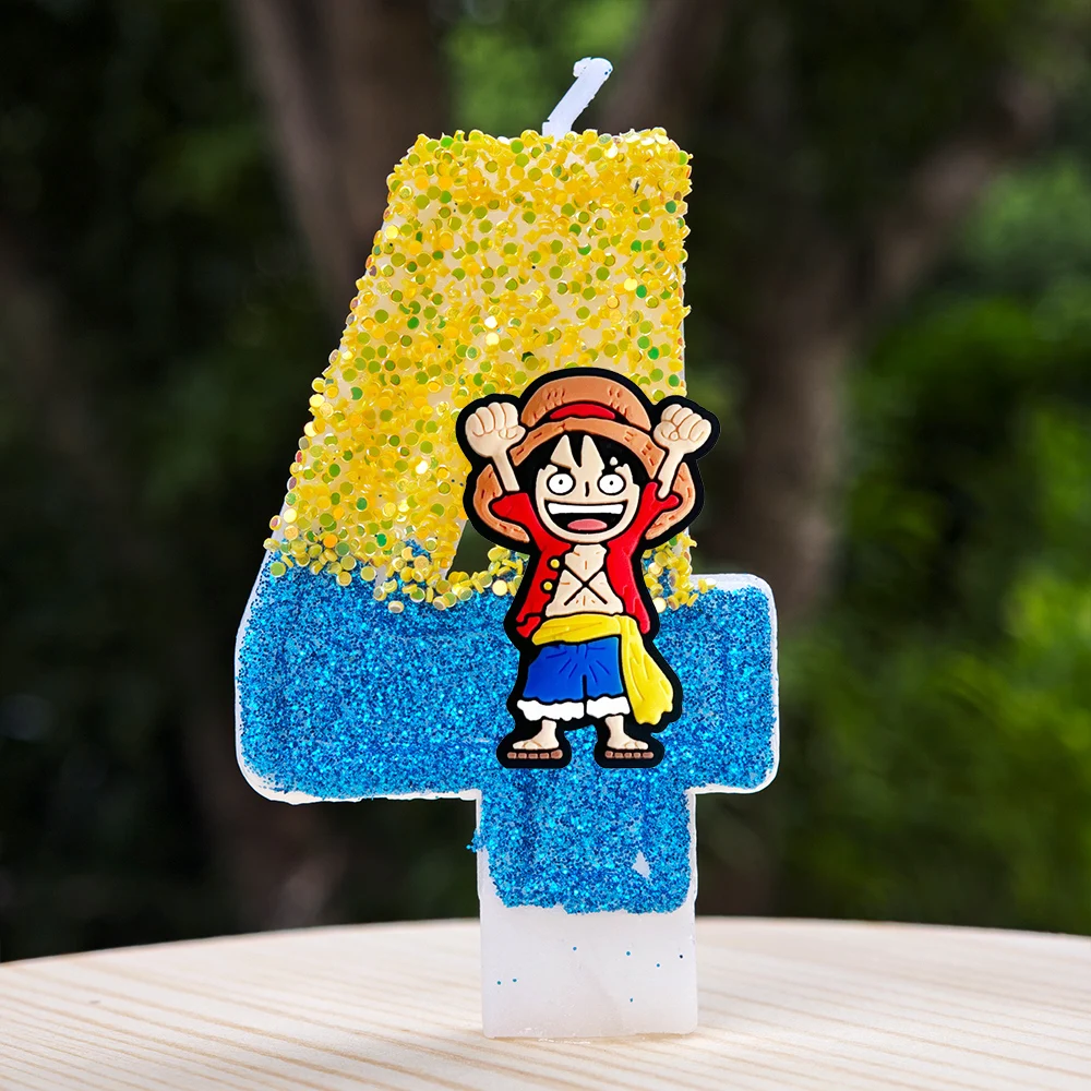 Cute One Piece Theme Luffy Candle Number 0-9 Birthday Cake Candle Decorations Birthday Party Cake Topper Baby Shower Gift