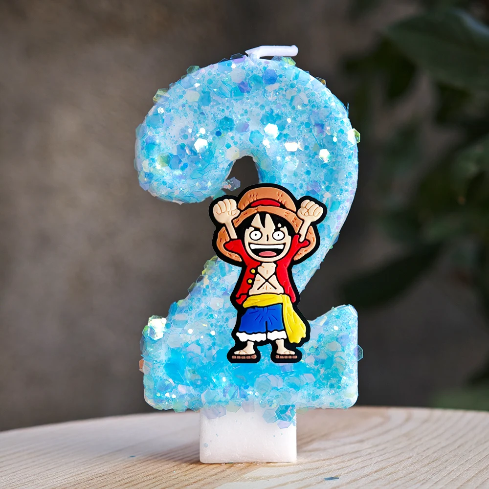 Cute One Piece Theme Luffy Candle Number 0-9 Birthday Cake Candle Decorations Birthday Party Cake Topper Baby Shower Gift