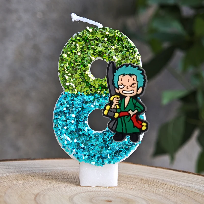 Cute One Piece Theme Luffy Candle Number 0-9 Birthday Cake Candle Decorations Birthday Party Cake Topper Baby Shower Gift