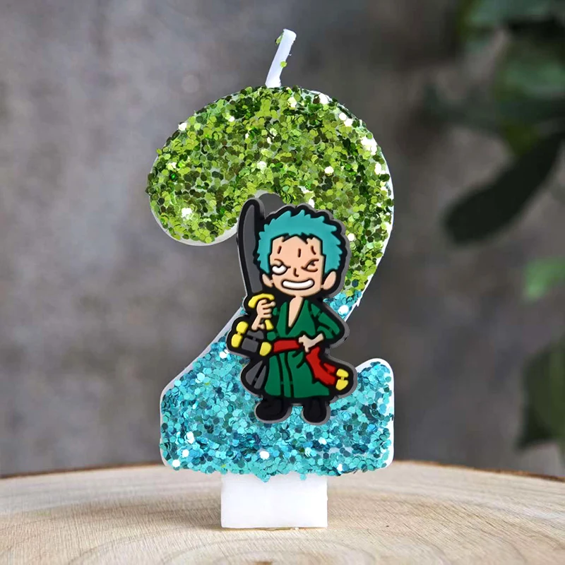 Cute One Piece Theme Luffy Candle Number 0-9 Birthday Cake Candle Decorations Birthday Party Cake Topper Baby Shower Gift