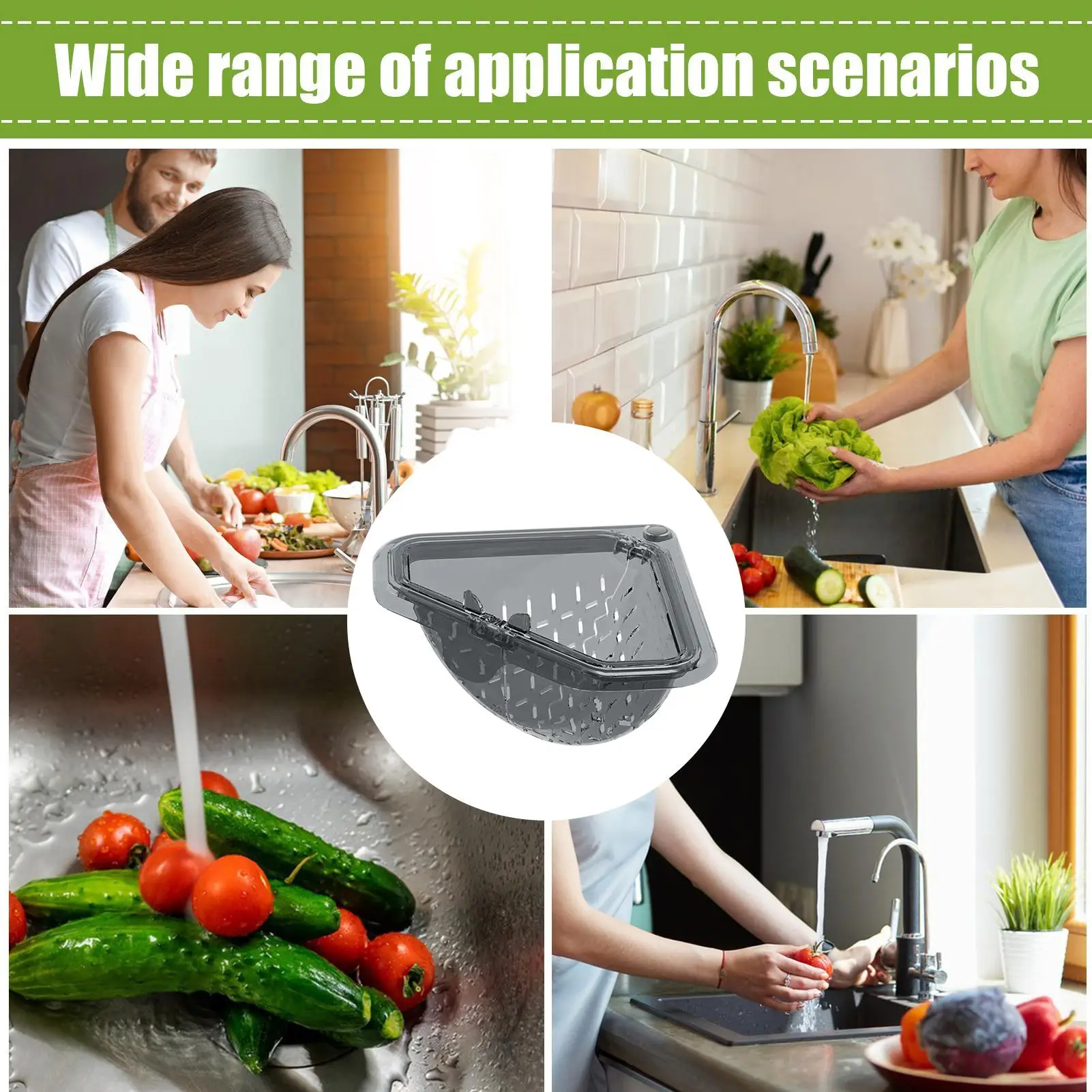 Food Catcher Basket Magnetic Triangular Drain Basket Sink Kitchen Sink Corner Hanging Drain Press to open the bottom Filter
