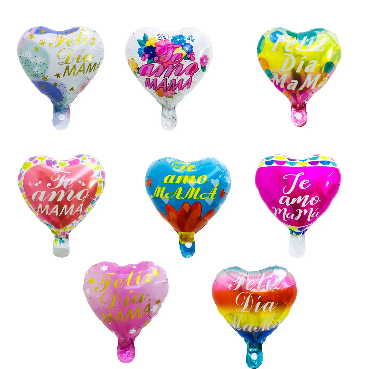 10pcs 10inch Spanish Love You Mom Heart Foil Balloons Spanish Happy Mother's Day Heart Air Balloon Mother's Day Decorations