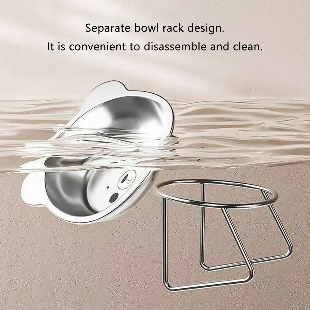 304 Raised Stainless Steel Cat Bowl with 15° Elevated Design Tilted Neck Guard Healthy Feeding Shatterproof for Cats Puppies